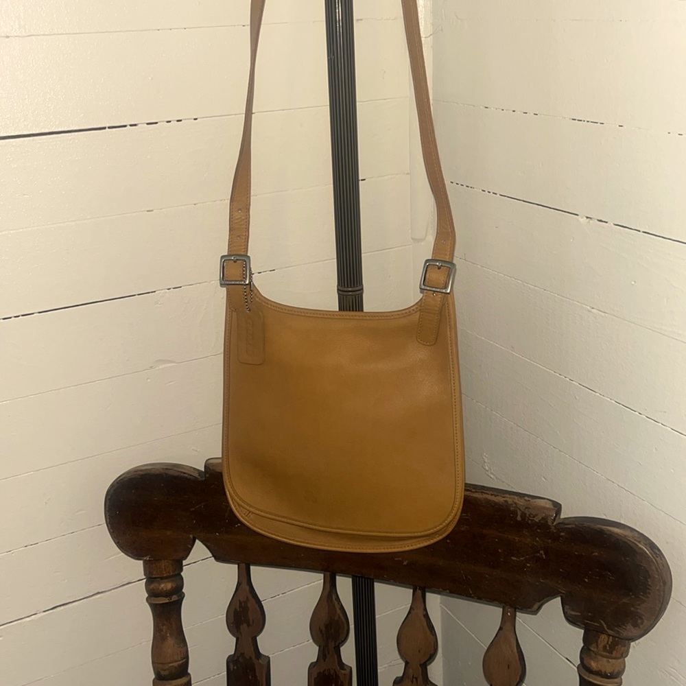 Vintage Coach All Leather Satchel messenger bag tan leather crossbody